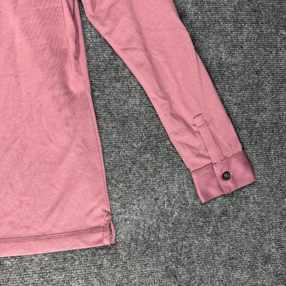 LinkSoul  Polo Shirt Mens Small Long Sleeve Mauve Pink Knit  Split Hem Roll Tab - Picture 8 of 9